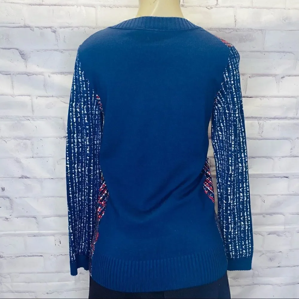 TORY BURCH Printed Wool Crew Neck Sweater M